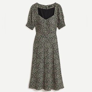 J Crew Pink Green Smocked Sleeve Midi Dress in Floral Size 10